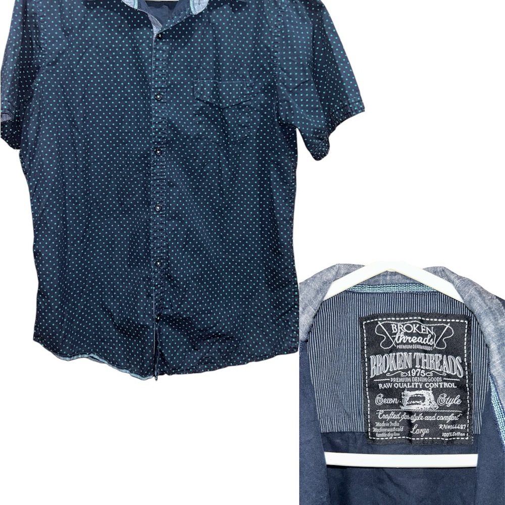 Broken Threads — Blue Casual Button Down Shirt